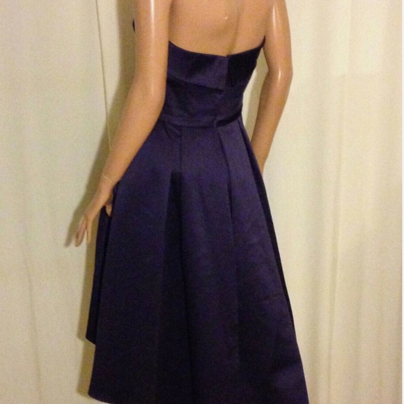 $160 David Tutura/Gather&Gown 562 Satin Hi-Low Bridesmaid Dress Aubergine~10 - Picture 8 of 11